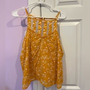 Floral, crochet yellow/orange tank (Maeve, S)
